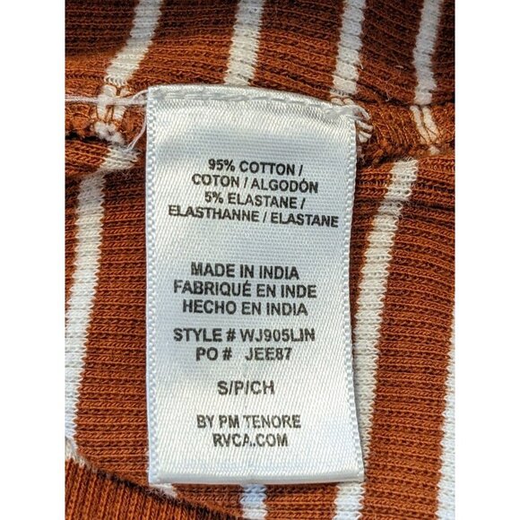 RVCA Lineage Striped Womens Crop Top Shirt Size S Summer Beach Orange Stretch - Picture 6 of 7